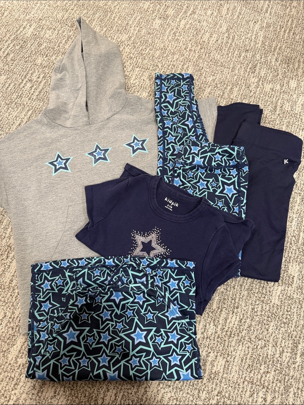 kidpik Navy, Gray & Light Blue Star Lounge Set